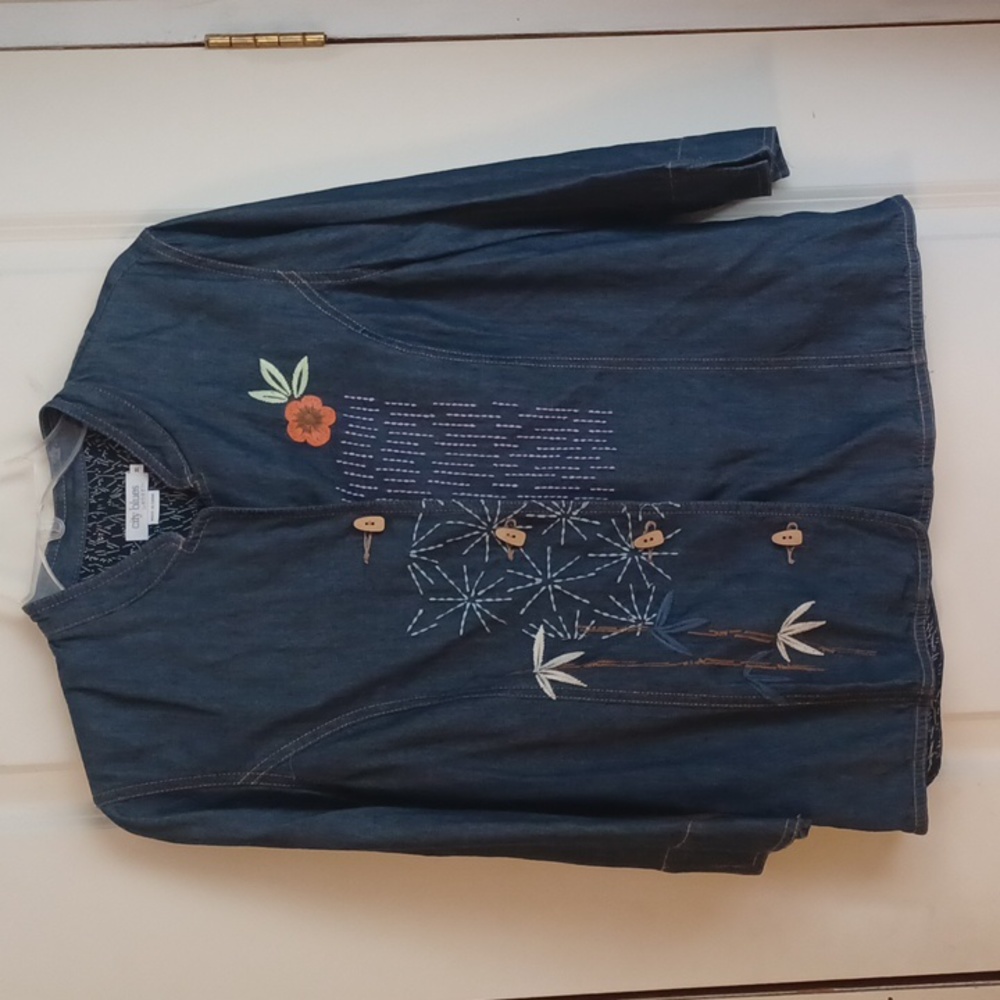 City blues Womens Jacket blouse Sz MEDIUM BOHEMIAN BASIC PROFESIONAL CHURCH BOHO